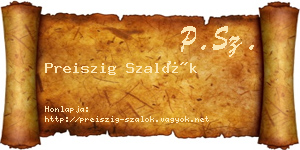 Preiszig Szalók névjegykártya